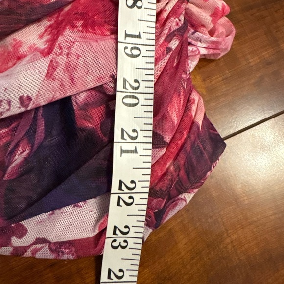 Revolve more to come marina ruched mesh floral pink mini dress size small - Picture 12 of 15
